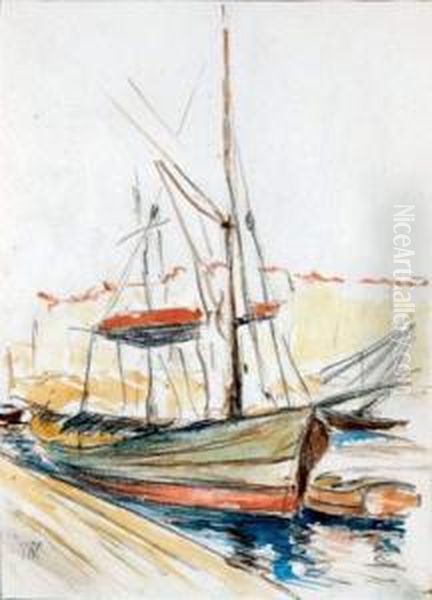 Bateau Au Port Oil Painting by Georges Ricard-Cordingley