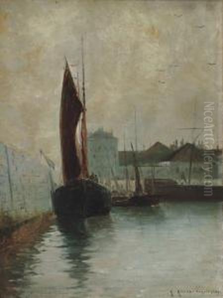 Pecheurs Quittant Le Port Oil Painting by Georges Ricard-Cordingley