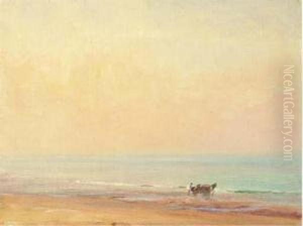 Plage Du Midi, Cannes Oil Painting by Georges Ricard-Cordingley