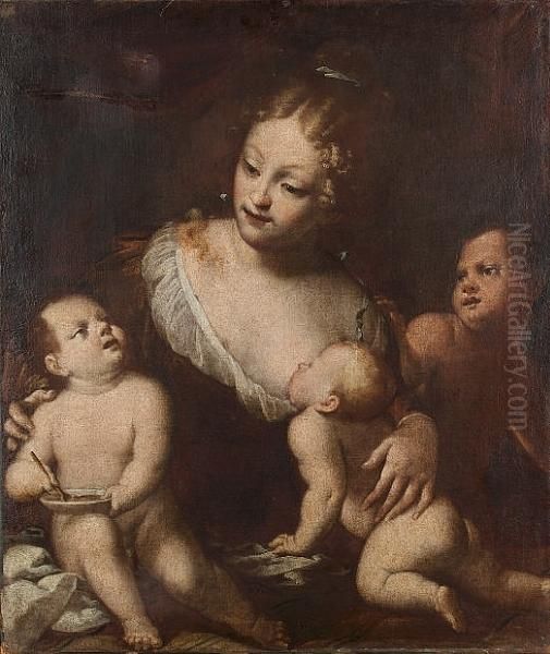 Charity Oil Painting by Pietro della Vecchia