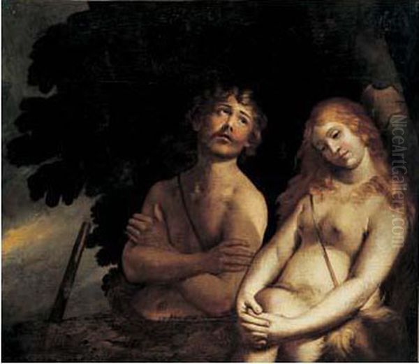 Adam Et Eve Apres Le Peche Originel Oil Painting by Pietro della Vecchia