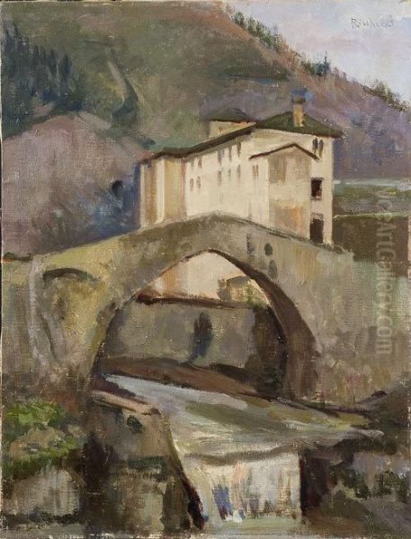 Veduta Di Borgo Con Antico Ponte Oil Painting by Gaetano Ricchizzi