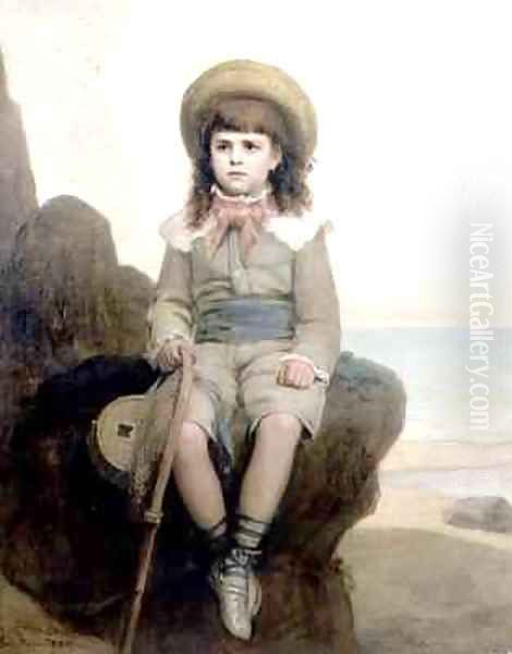 Young Boy on a Rock Oil Painting by Emile Dupont-Zipcy