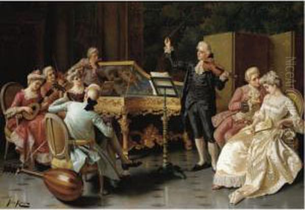 A Private Performance Oil Painting by Pio Ricci