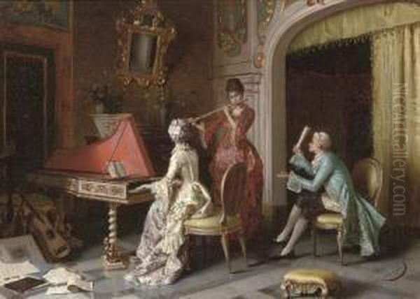 The Music Lesson Oil Painting by Pio Ricci