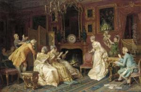 Entertaining The Guests Oil Painting by Pio Ricci