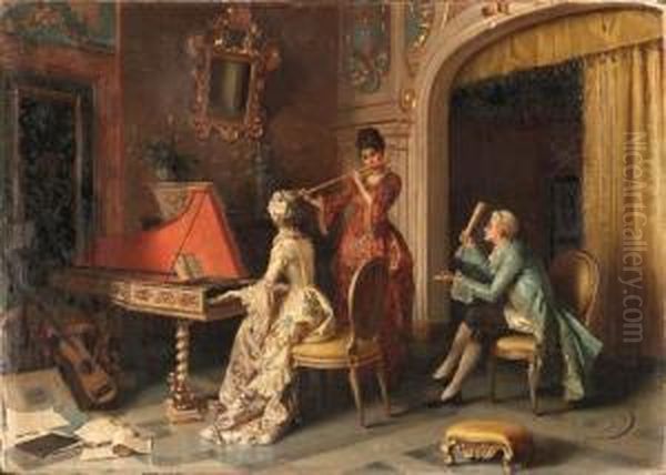 The Music Lesson Oil Painting by Pio Ricci