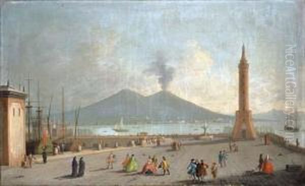 The Lanterna Del Molo, Naples Oil Painting by Gabriele Ricciardelli