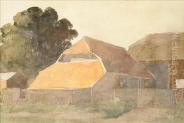 Farm Buildings Oil Painting by Alfred William Rich