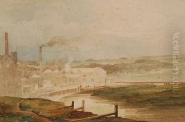 Industrial Landscape Oil Painting by Alfred William Rich