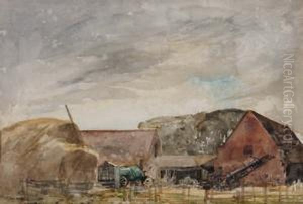 Threshing Oil Painting by Alfred William Rich