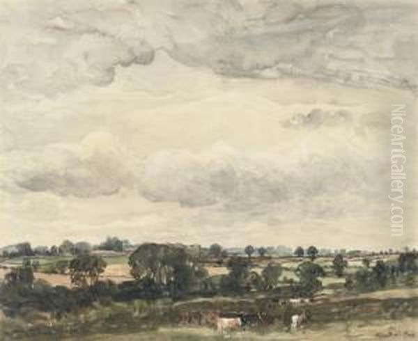 Grazing Cattle Oil Painting by Alfred William Rich