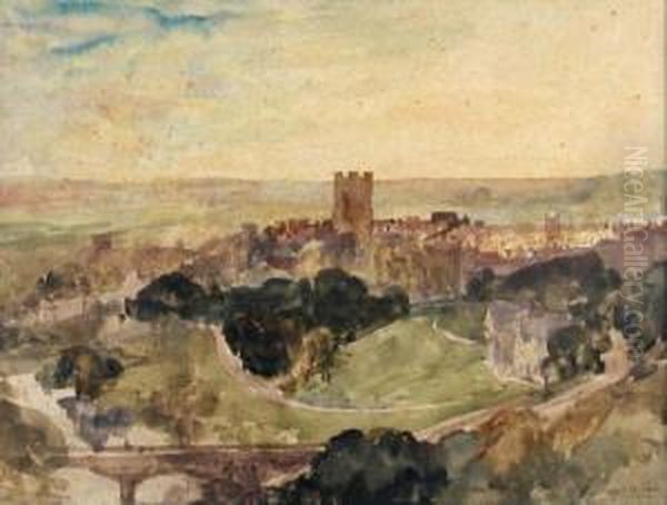 View Of A Walled Town Oil Painting by Alfred William Rich