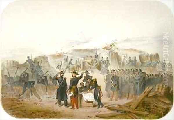 Building a Trench in front of Sebastopol Oil Painting by Rene Demoraine