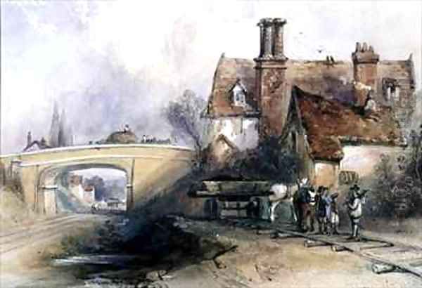 Construction of the Eastern Counties Railway Oil Painting by Thomas Colman Dibdin