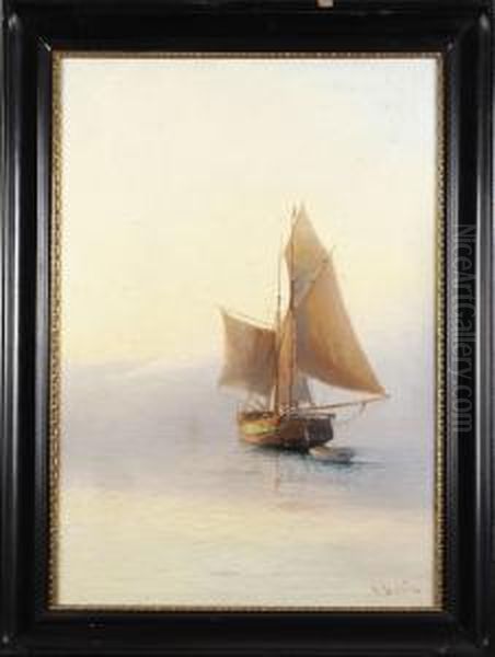 Segelskuta Oil Painting by Otto Ludvig Richarde