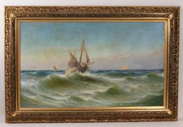 Skepp Pa Skummande Hav Oil Painting by Otto Ludvig Richarde