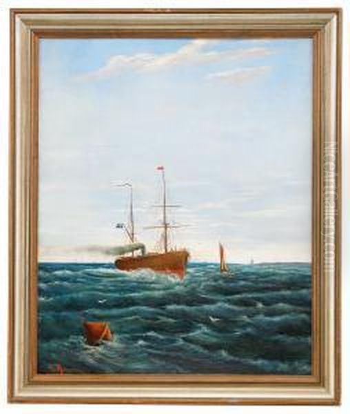 Angfartyg Med Unionsflagga Oil Painting by Otto Ludvig Richarde