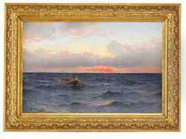 Naten Vittjas - Aftonsol Over Havet Oil Painting by Otto Ludvig Richarde