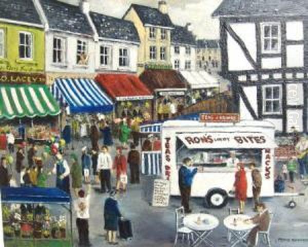 Market Day Oil Painting by Frank Richards