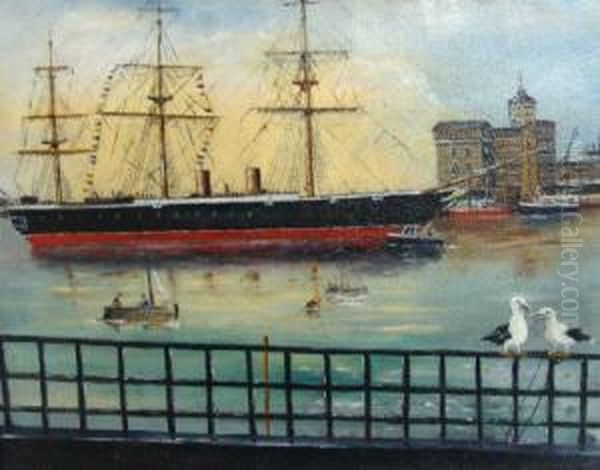 Quay Portsmouth Oil Painting by Frank Richards