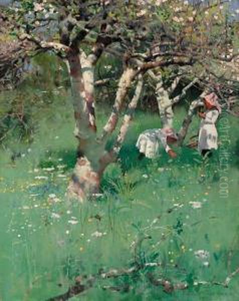 The Cornish Orchard Oil Painting by Frank Richards