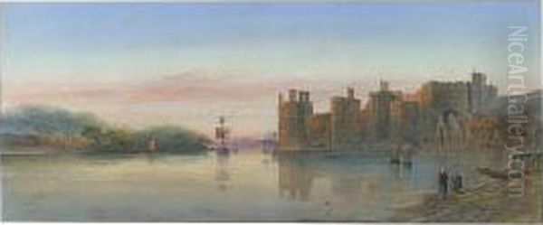 Carnarvon Castle Oil Painting by Edward M. Richardson