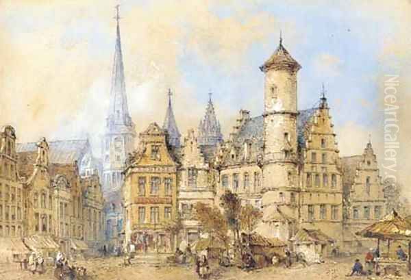 Place Vendredi, Ghent Oil Painting by Thomas Colman Dibdin