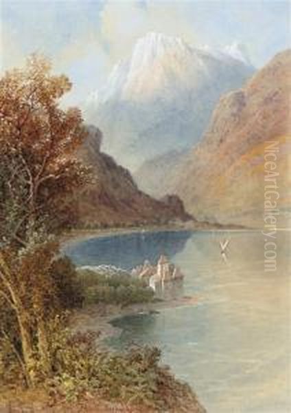 View Of Chateau De Chatillon, Lake Geneva Oil Painting by Edward M. Richardson