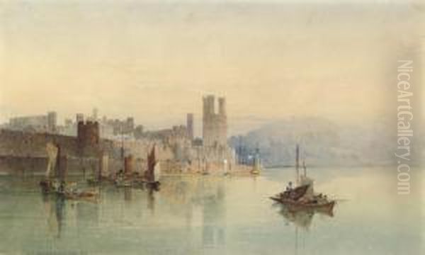 Caernarvon Castle, Caernarvonshire, North Wales Oil Painting by Edward M. Richardson