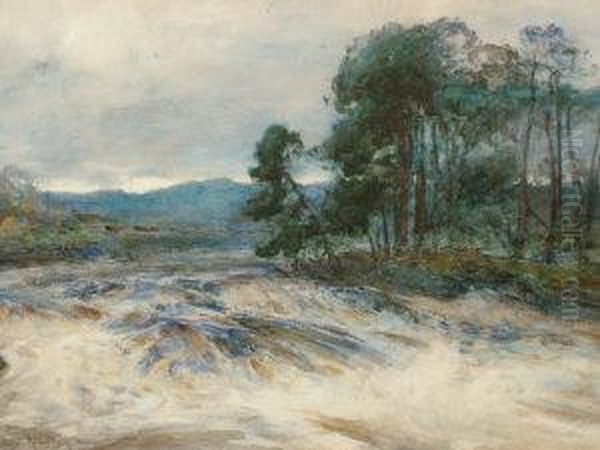 Highland River Scene Oil Painting by Frederick Stuart Richardson