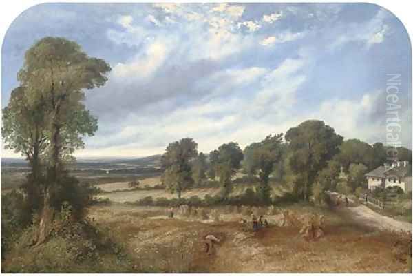 Harvesting Oil Painting by Thomas Colman Dibdin