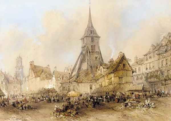 Honfleur Oil Painting by Thomas Colman Dibdin