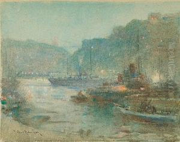 Whitby Harbour Oil Painting by Frederick Stuart Richardson