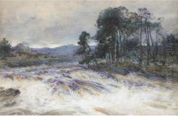 River In Full Spate Oil Painting by Frederick Stuart Richardson