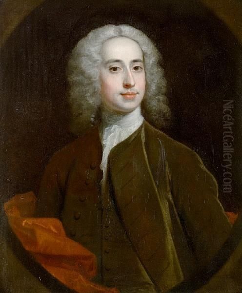 Portrait Of A Gentleman, Half-length, In A Brown Coat And Waistcoat Oil Painting by Richardson. Jonathan