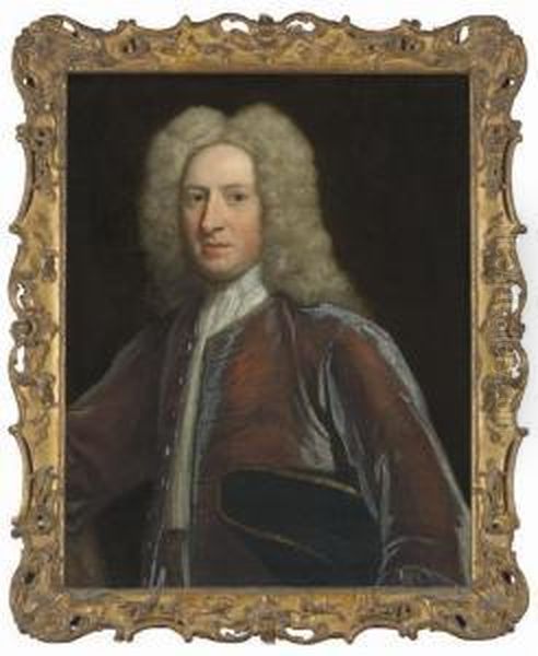 Portrait Of A Gentleman, Traditionally Identified As Robert Highmore, Half-length Oil Painting by Richardson. Jonathan