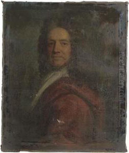 Portrait Of A Gentleman, Presumably Of The Mostyn Family, Bust-length, In A Brown Cloak Oil Painting by Richardson. Jonathan