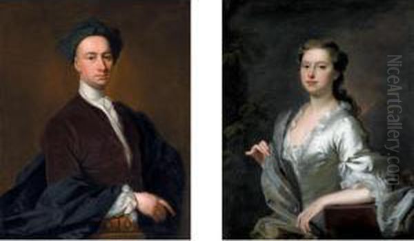 Portrait Of Sir Thomas Hulbert; And Lady Hulbert, His Wife Oil Painting by Richardson. Jonathan