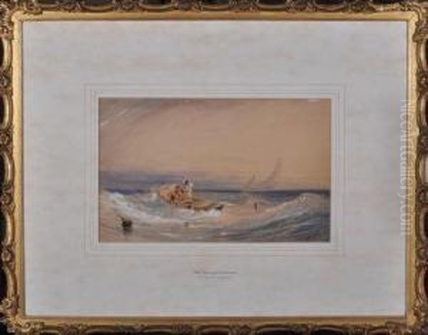 Fishermen In An Open Boat Hailing A Passing Yawl Oil Painting by Thomas Miles Richardson