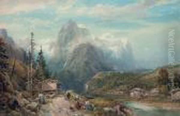 The Wellhorn From Rosenlaui, Switzerland Oil Painting by Thomas Miles Richardson