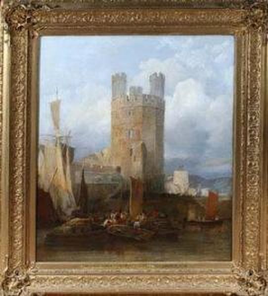 The Eagle Tower, Carnarvon Castle Oil Painting by Thomas Miles Richardson