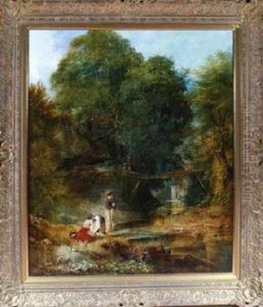 In Jesmond Dene Oil Painting by Thomas Miles Richardson