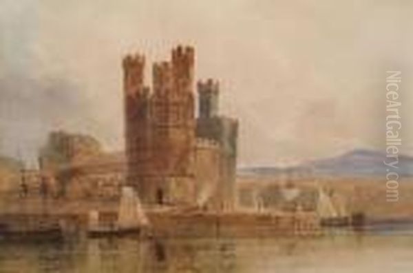 Carnarvon Castle Oil Painting by Thomas Miles Richardson