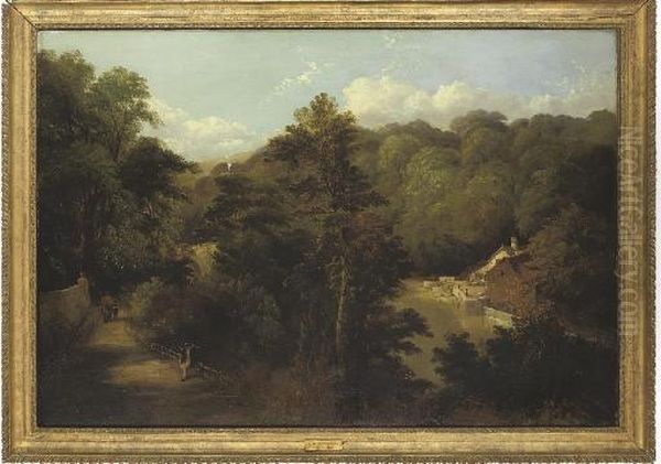 View Of The Old Mill, And Prebend's Bridge, Durham Oil Painting by Thomas Miles Richardson