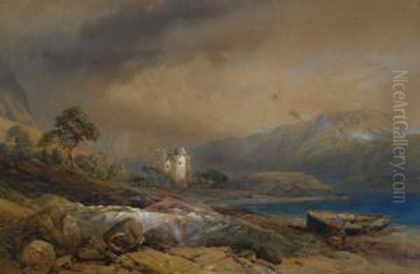 Dunderawe Castle, Loch Fyne Oil Painting by Thomas Miles Richardson