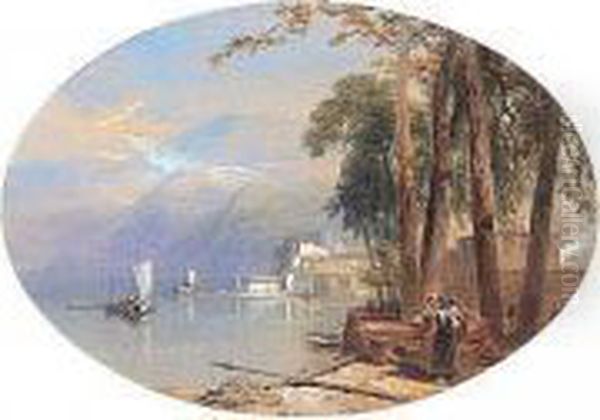 Laveno, Lake Maggiore Oil Painting by Thomas Miles Richardson