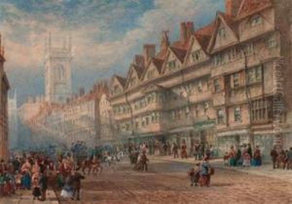 Old Houses Of Staple Inn, Holborn Oil Painting by Thomas Miles Richardson