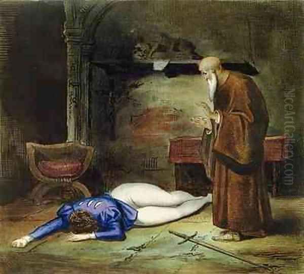 The Death of Romeo Oil Painting by Achille and Boulanger, Louis Deveria