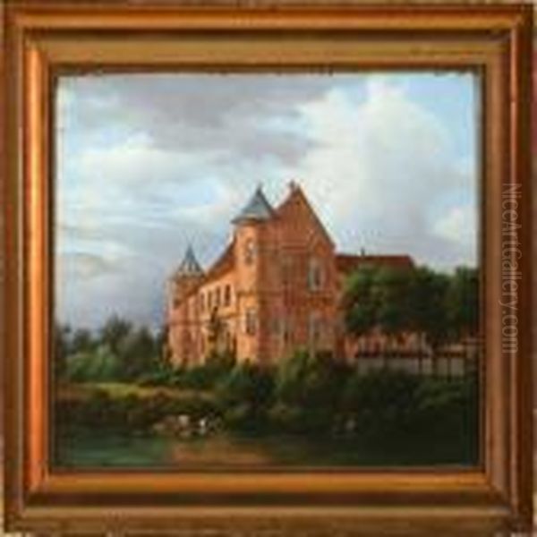 View Of Lovenholm Manor In Jutland Oil Painting by Ferdinand Reichardt